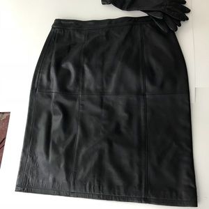 Black leather pencil skirt by Coldwater creek